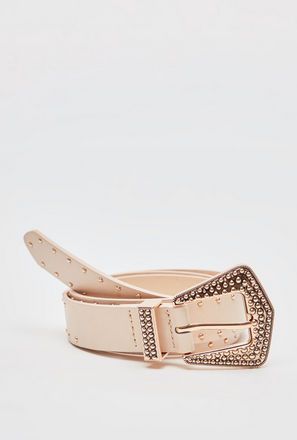 Studded Metallic Detail Belt with Pin Buckle