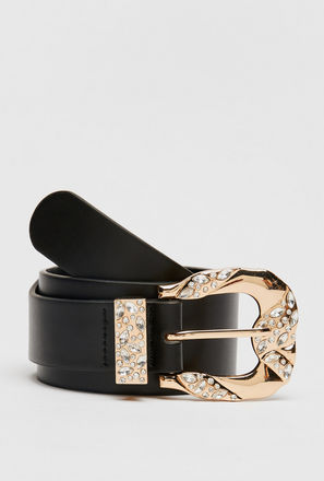Solid Belt with Studded Buckle Closure