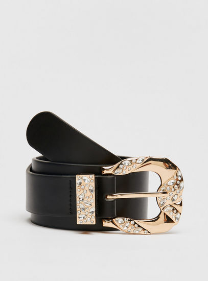 Solid Belt with Studded Buckle Closure-Belts-image-0