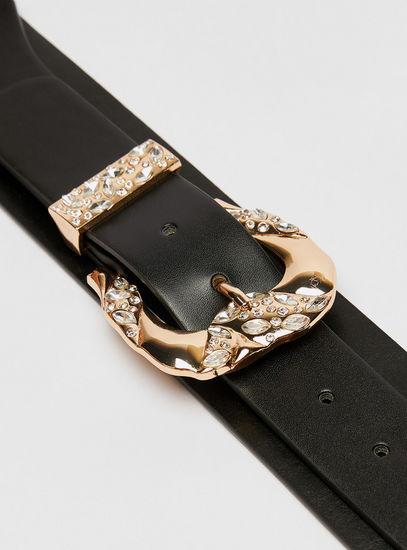 Solid Belt with Studded Buckle Closure-Belts-image-1
