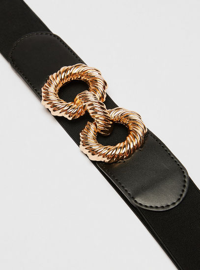 Solid Waist Belt with Hook Buckle Closure