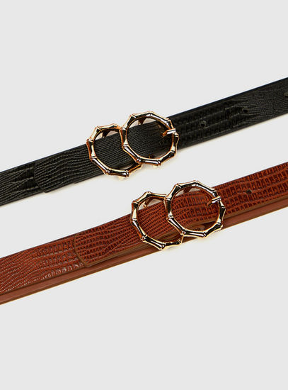 Set of 2 - Animal Textured Belt with Buckle Closure-Belts-image-1