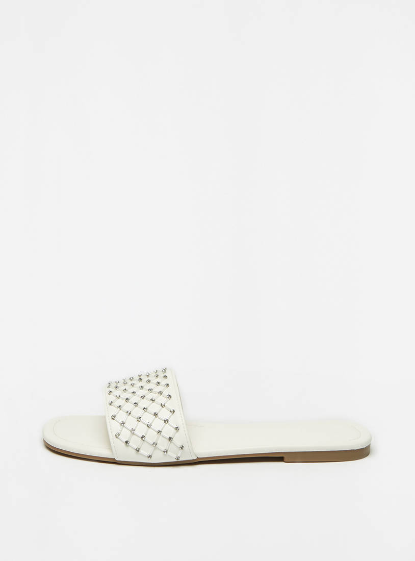 Embellished Slip-On Flat Sandals-Sandals-image-0