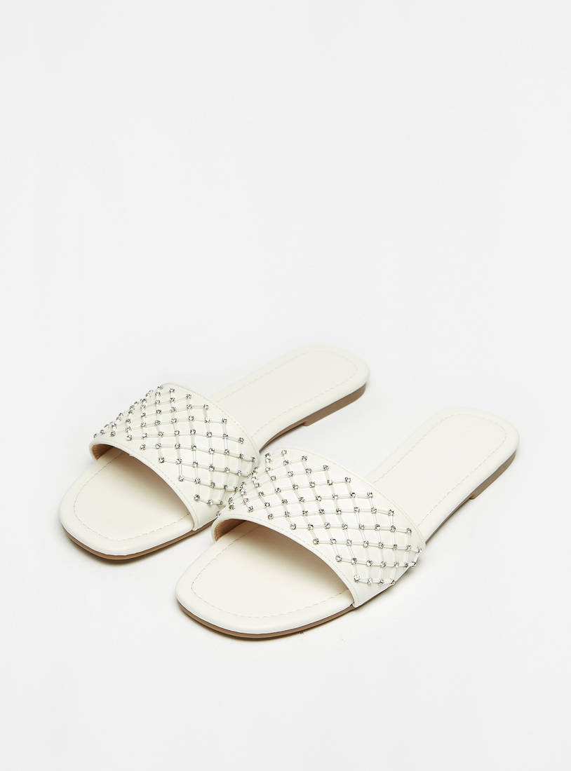 Embellished Slip-On Flat Sandals-Sandals-image-1