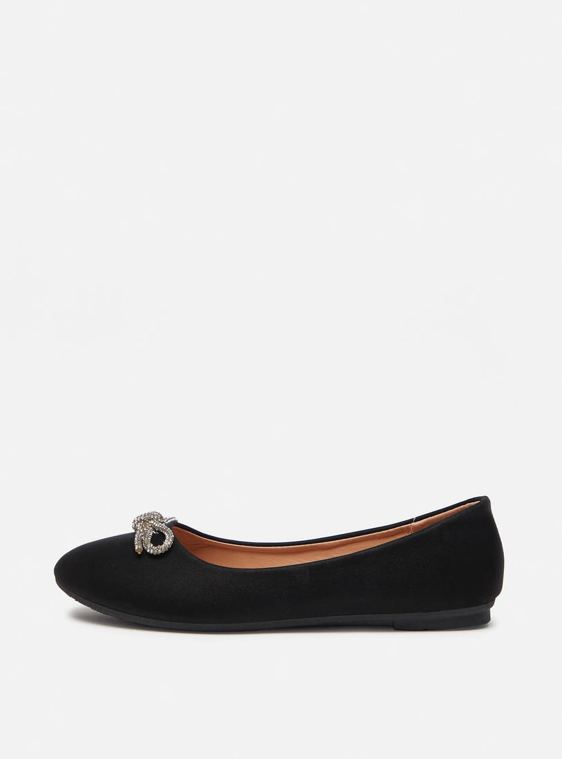 Bow Accented Slip-On Ballerina Shoes-Ballerinas-image-0