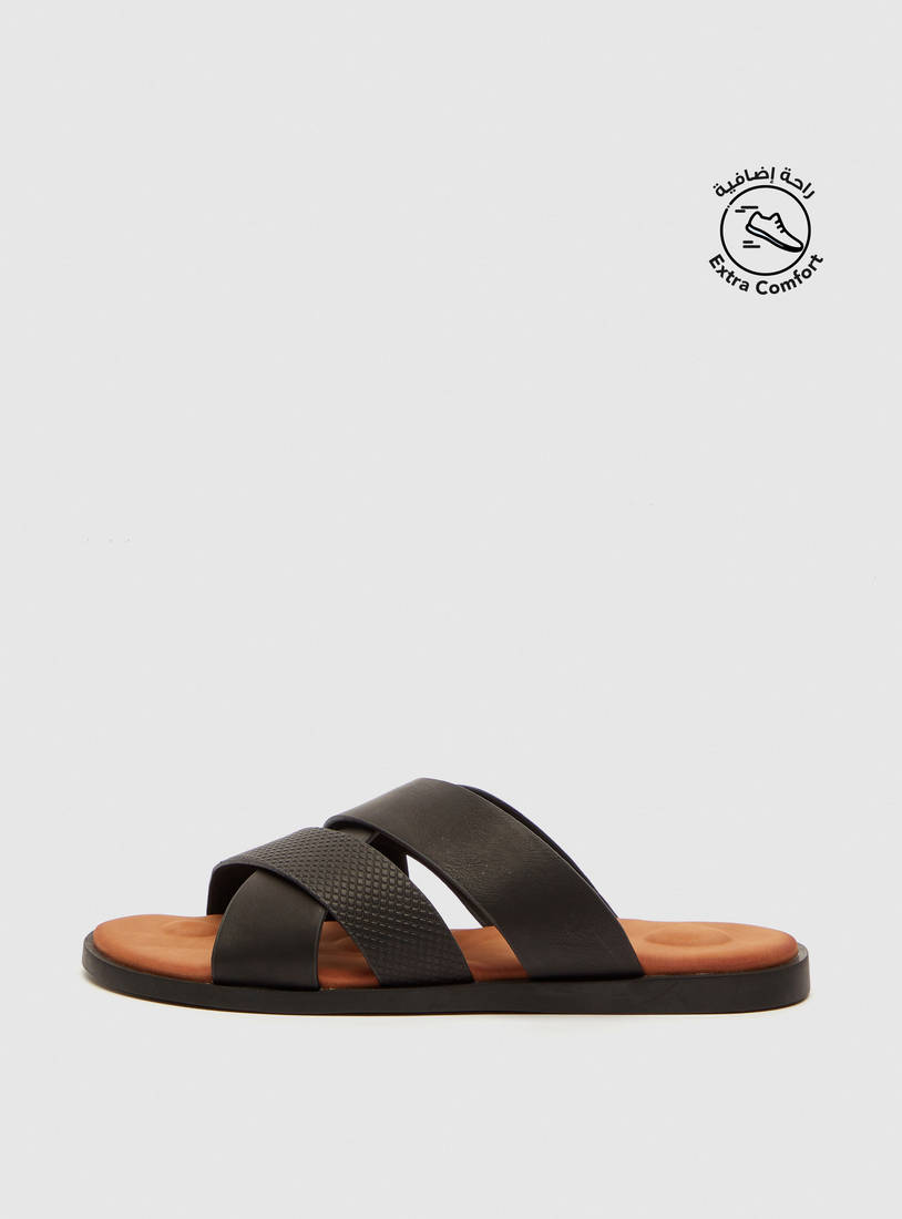 Textured Cross-Strap Open Toe Sandals-Sandals-image-0