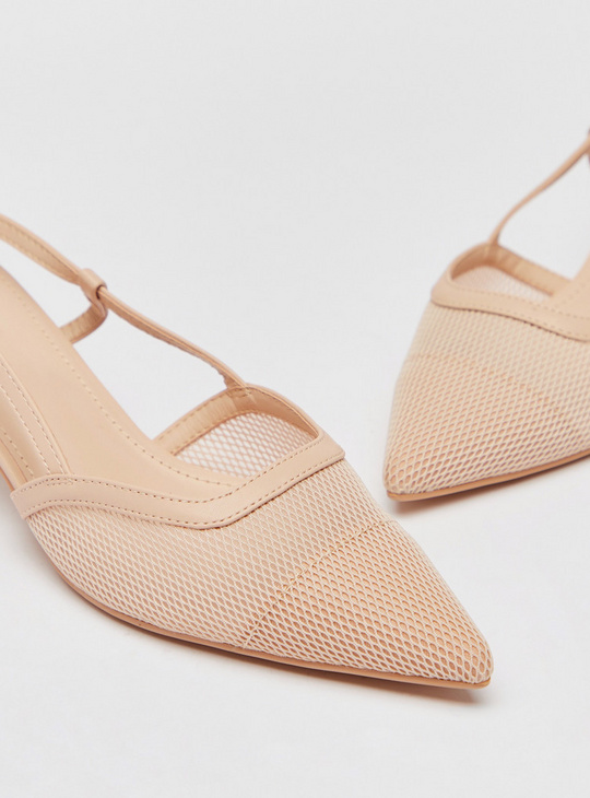 Pointed Toe Mules with Kitten Heel and Buckle Closure