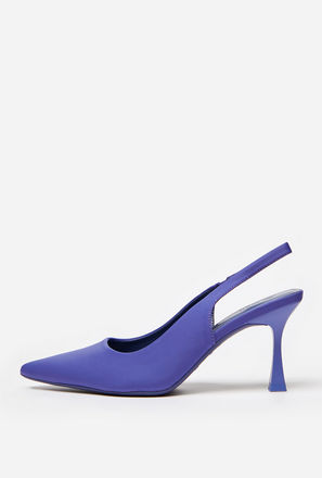 Solid Pointed Toe Slip-On Sandals with Spool Heels