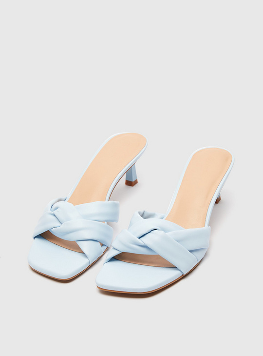 Solid Sandals with Interlaced Padded Detail