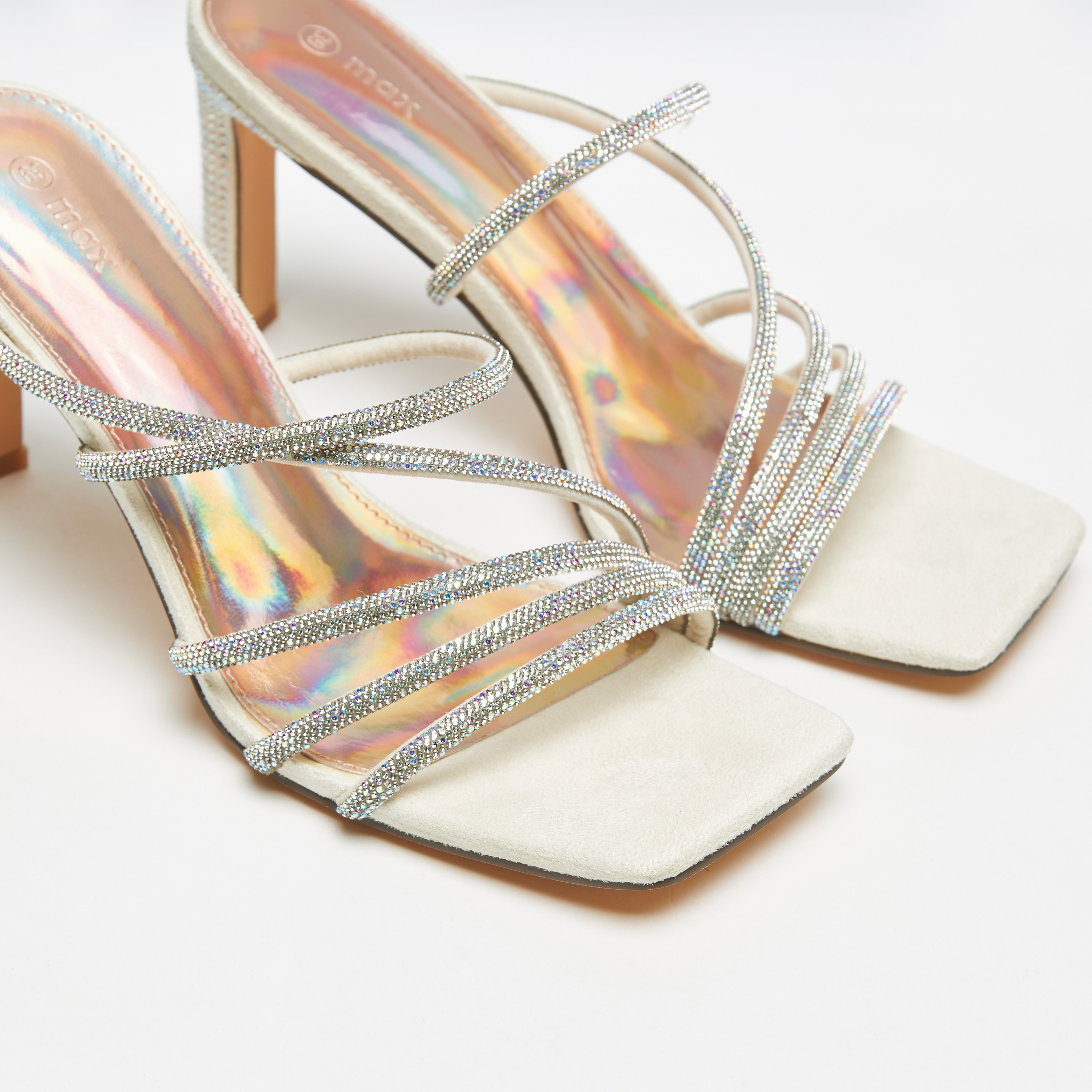 Black Strappy Crystal Embellished Heels | Karina - Aespa - Fashion Chingu