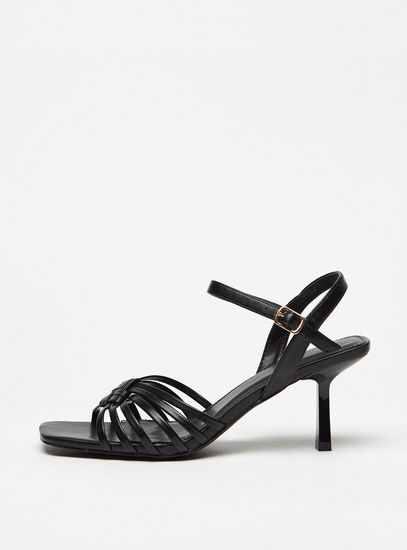 Strap Sandals with Buckle Closure and Stiletto Heels-Heels-image-0