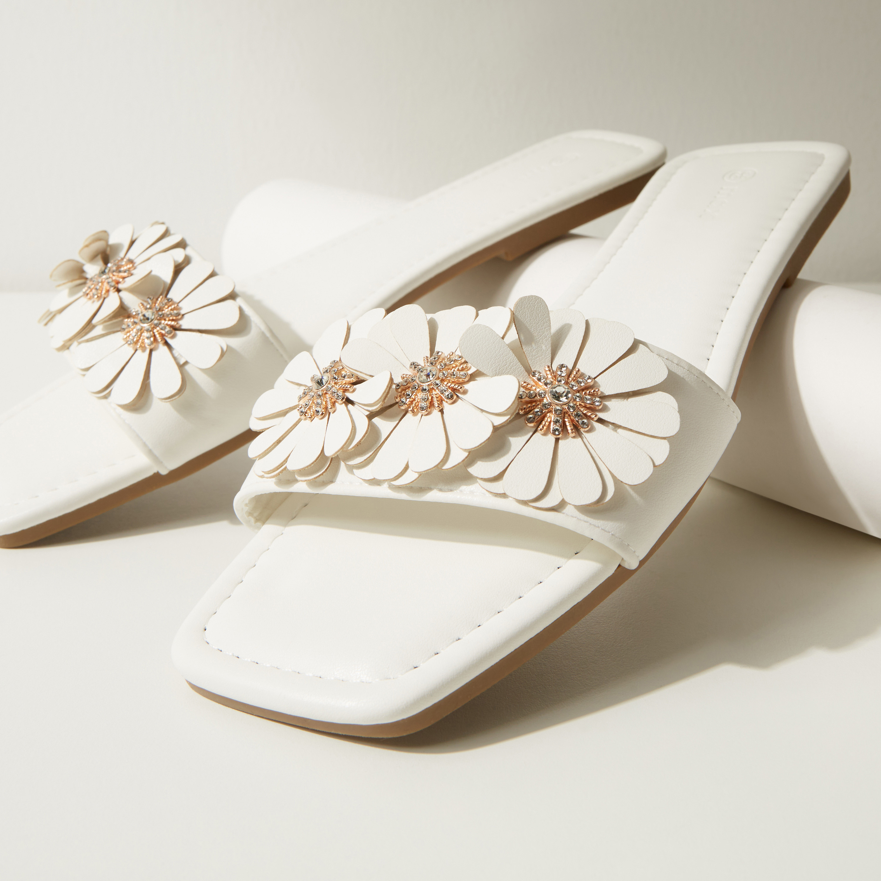 Tara floral embellished leather slide hotsell