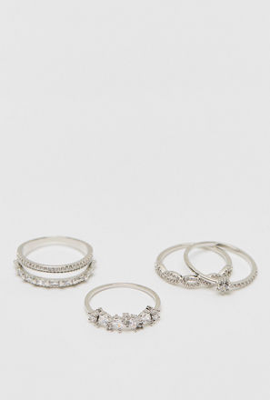 Set of 4 -Stone Embellished Ring