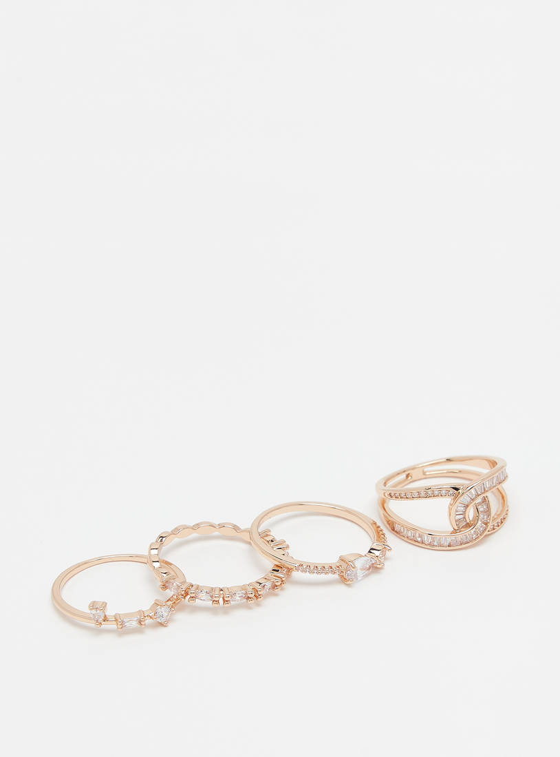 Set of 4 - Stone Embellished Ring-Rings-image-1