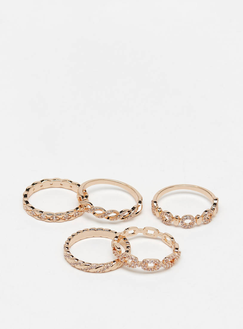 Set of 5 - Assorted Embellished Ring-Rings-image-0