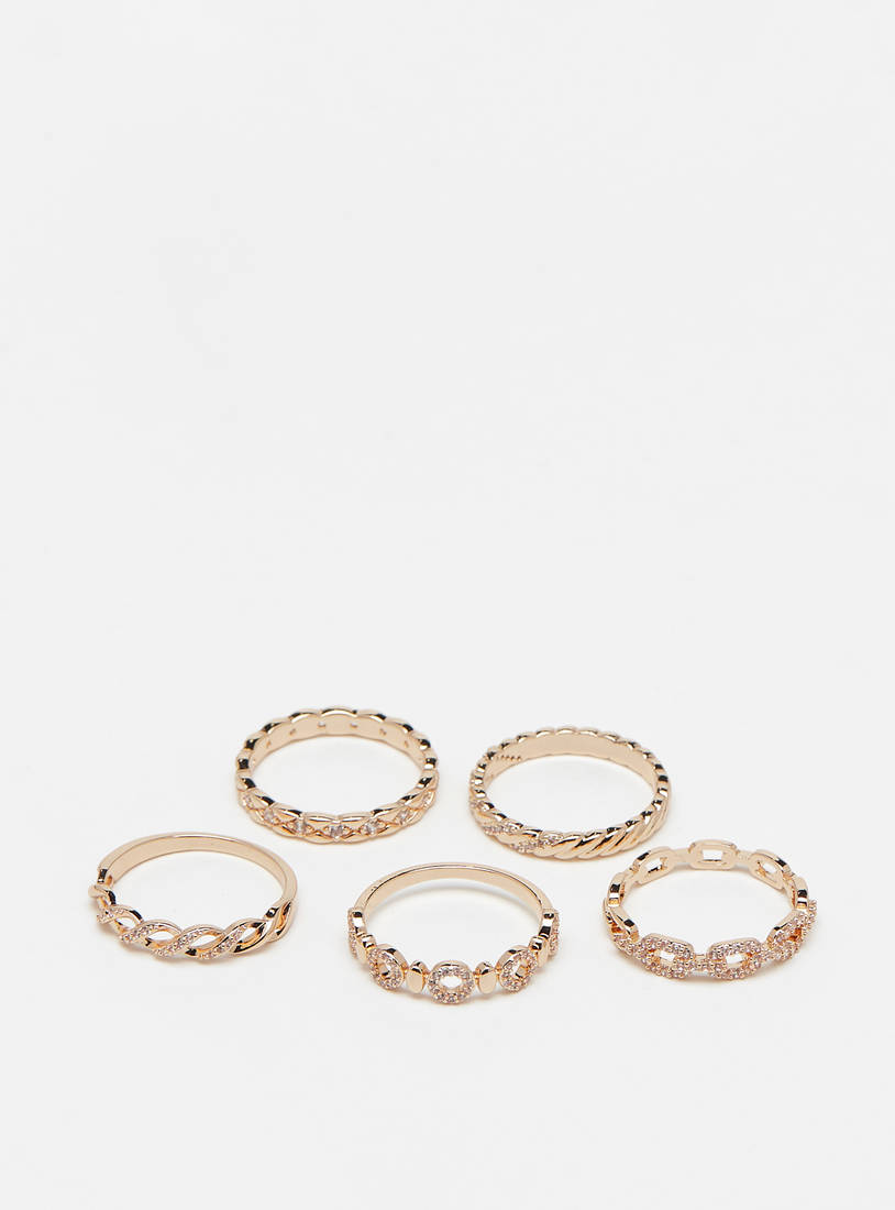 Set of 5 - Assorted Embellished Ring-Rings-image-1