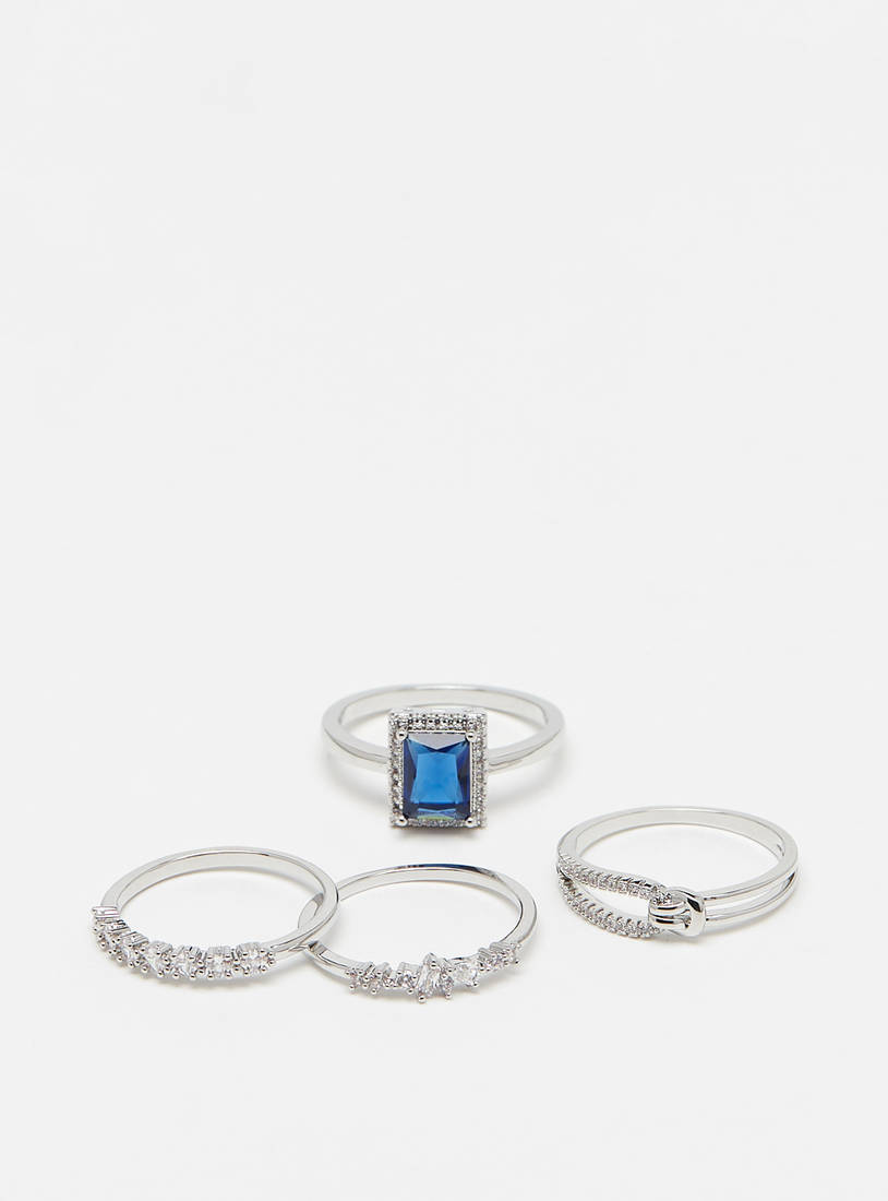 Set of 4 - Metallic Studded Ring-Rings-image-0