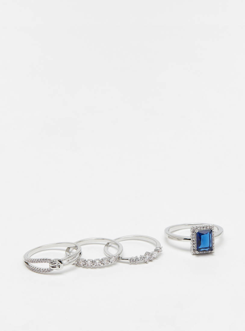 Set of 4 - Metallic Studded Ring-Rings-image-1