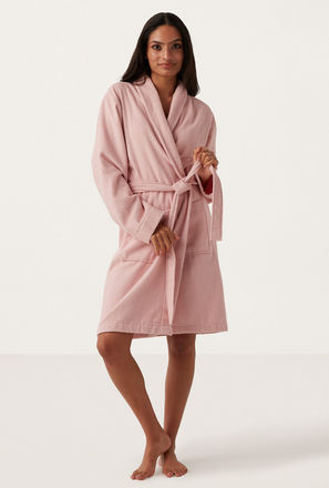 Textured Bath Robe with Tie-Up Belt-mxhome-bathroomessentials-bathrobes-1
