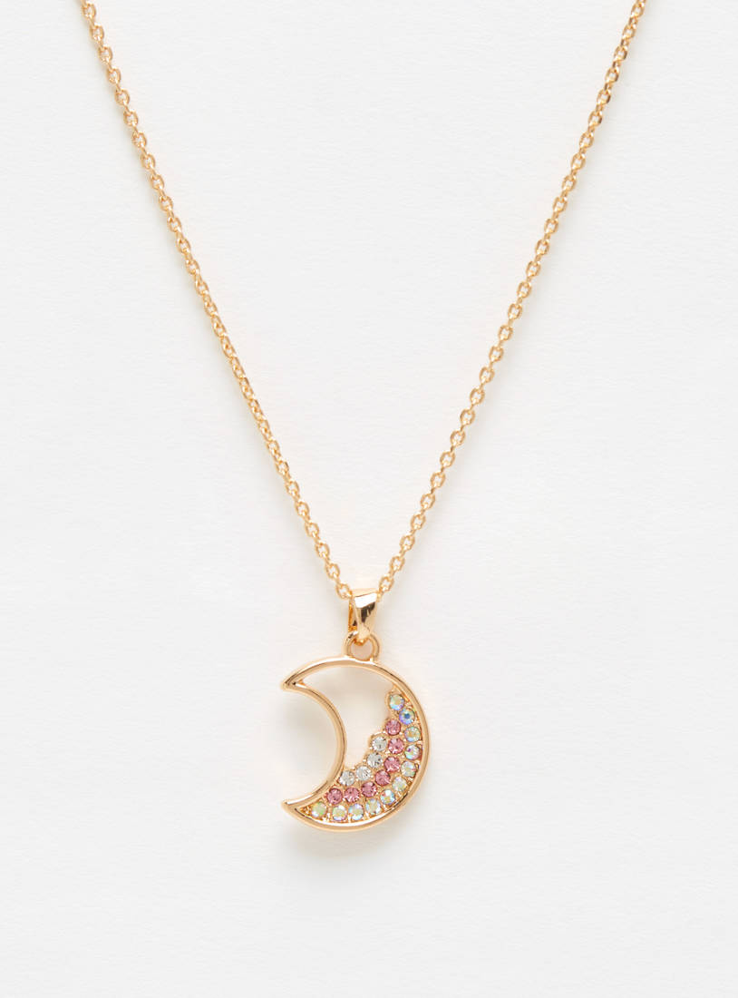 Embellished Moon Pendant Necklace with Bracelet and Earrings-Sets-image-1