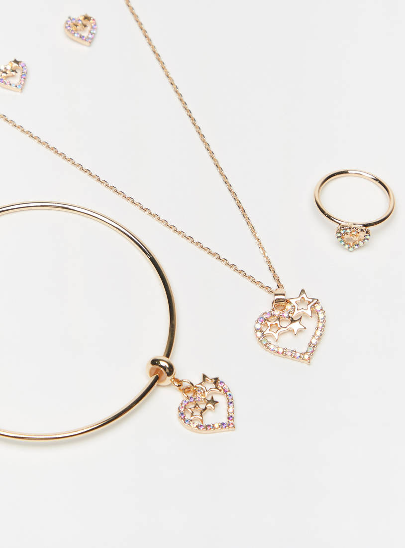 Embellished Heart Accent 5-Piece Necklace Set-Sets-image-1
