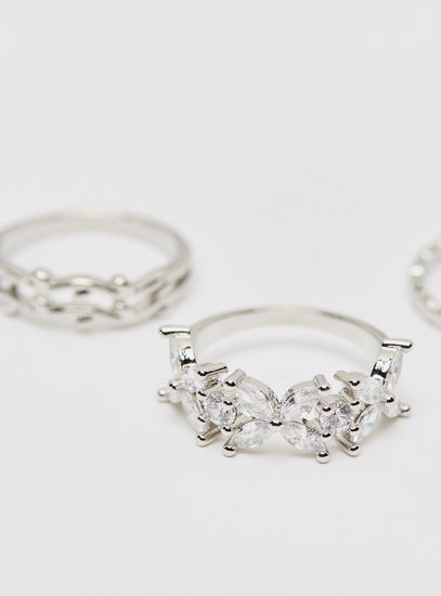 Set of 4 - Studded Metallic Ring