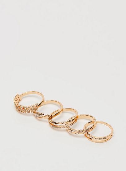 Set of 5 - Stone Embellished Ring