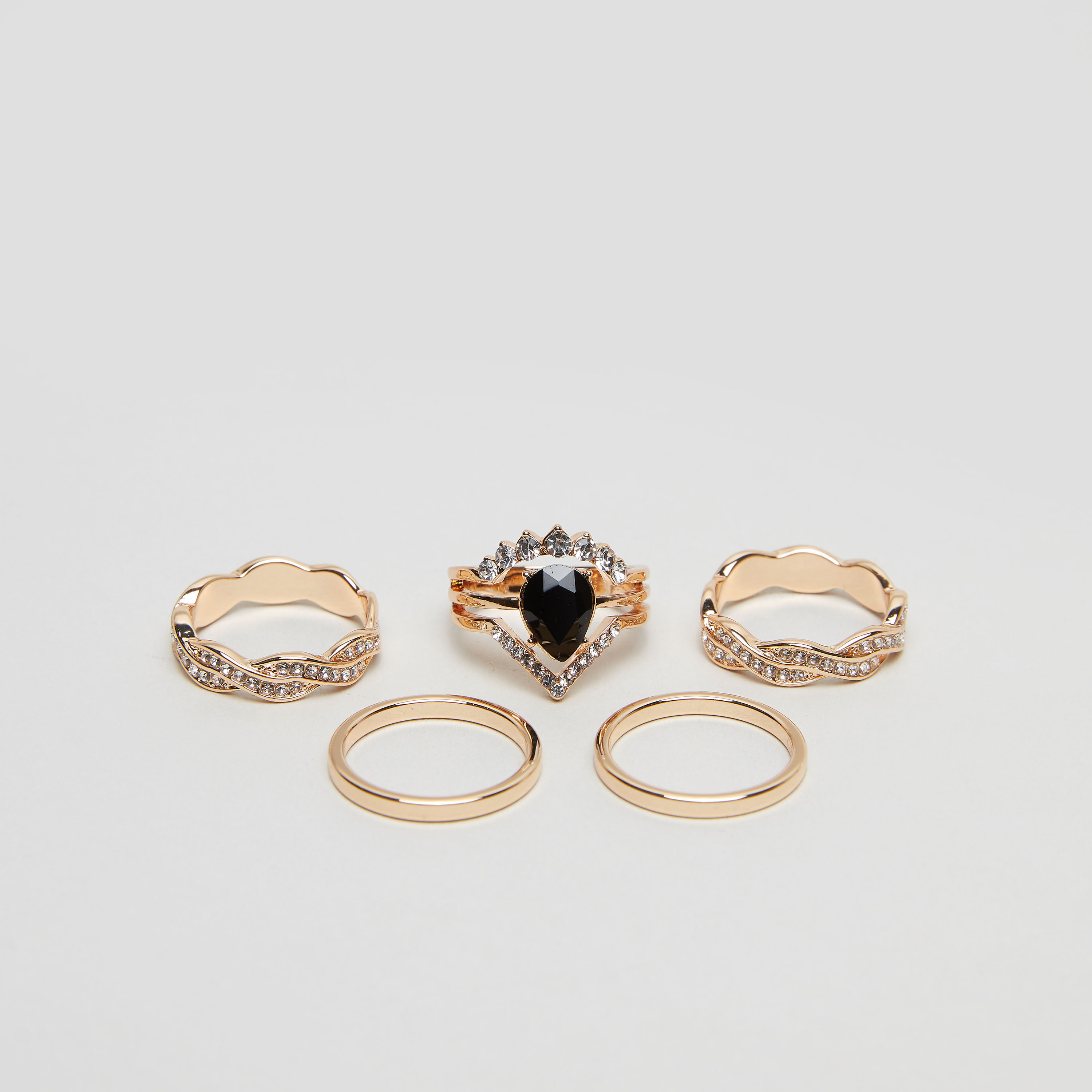 Shop Set of 5 - Stud Detail Finger Rings Online | Max Oman