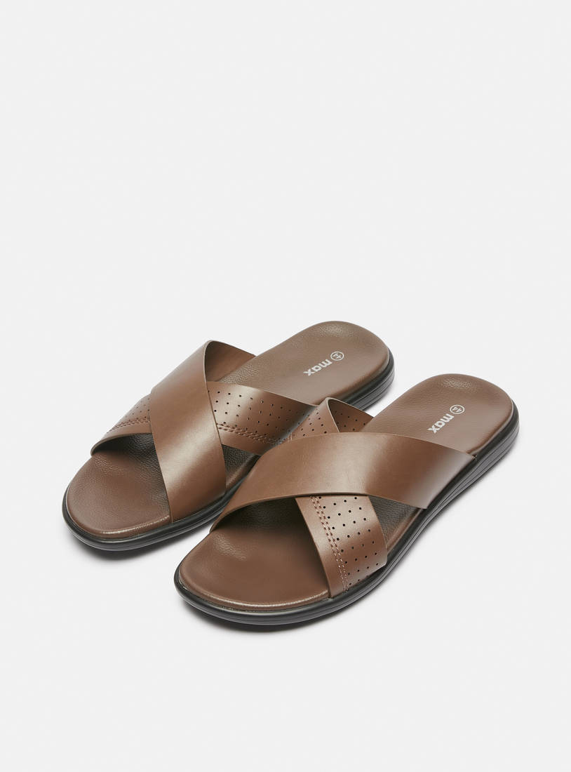Perforated Cross-Strap Slip-On Arabic Sandals-Sandals-image-1