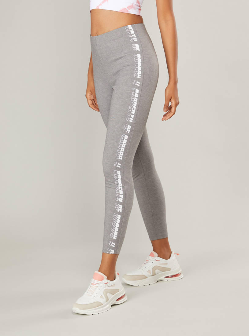 Shop Printed Cropped Mid-Rise Leggings with Elasticated Waistband