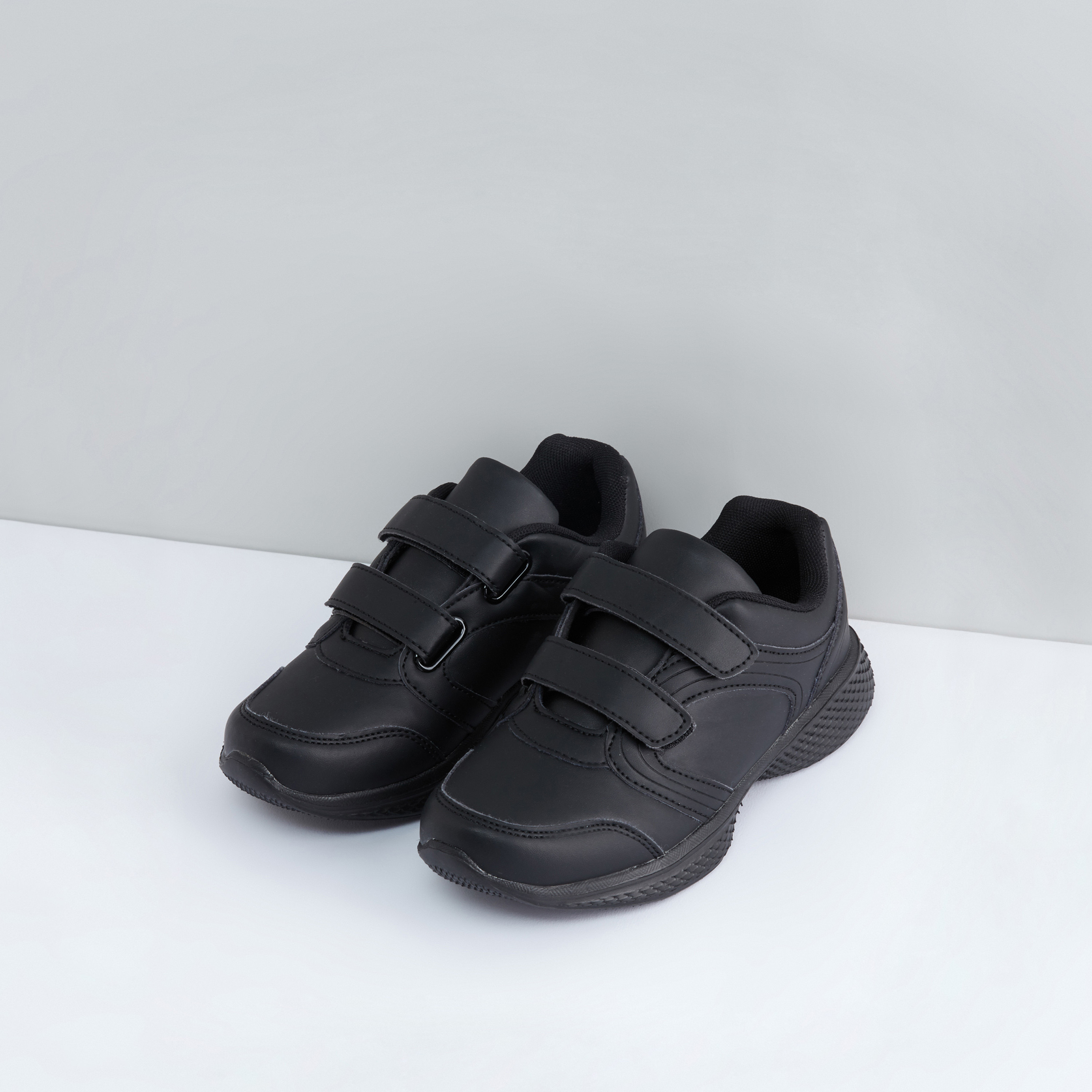 plain black velcro trainers