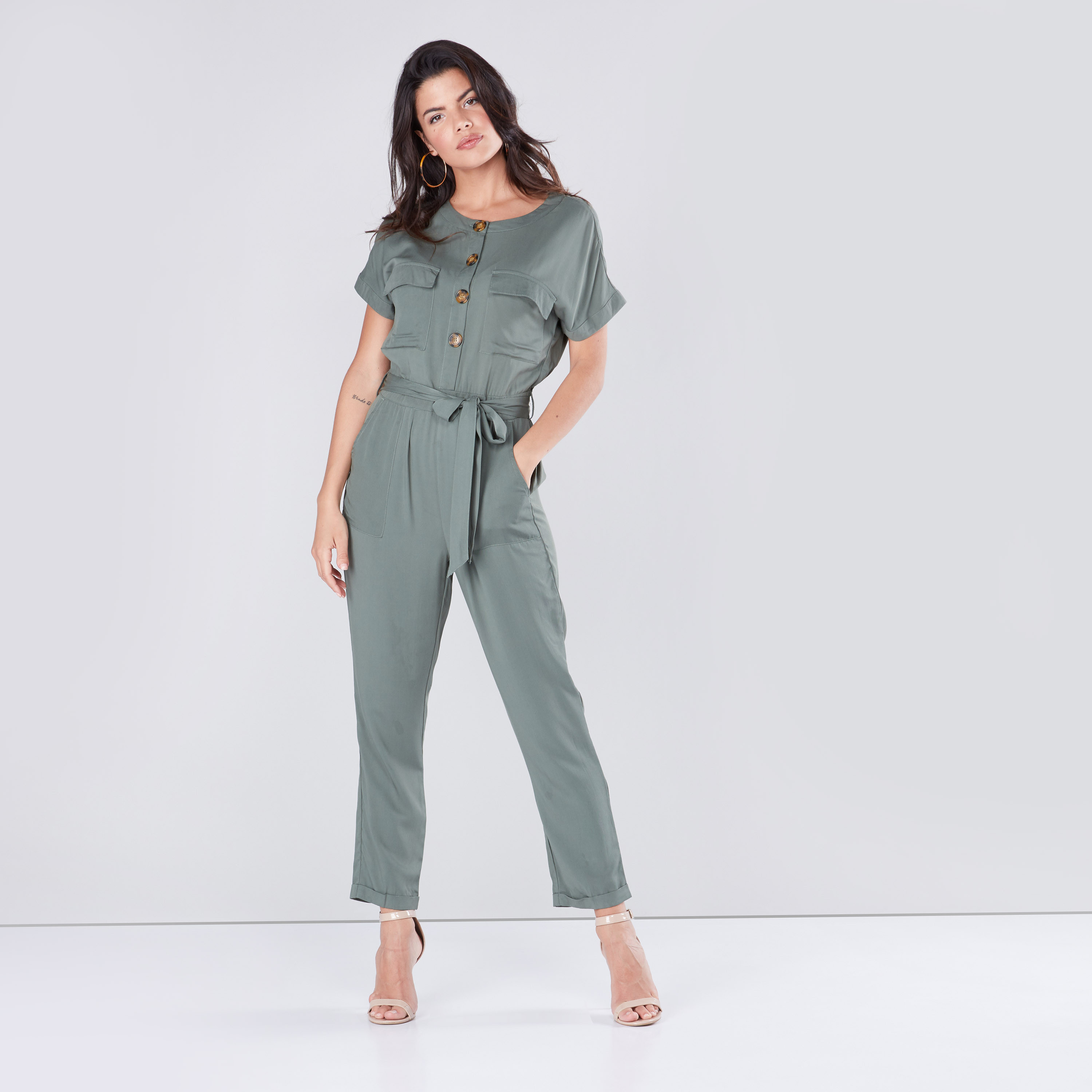 Midi jumpsuit sales with sleeves