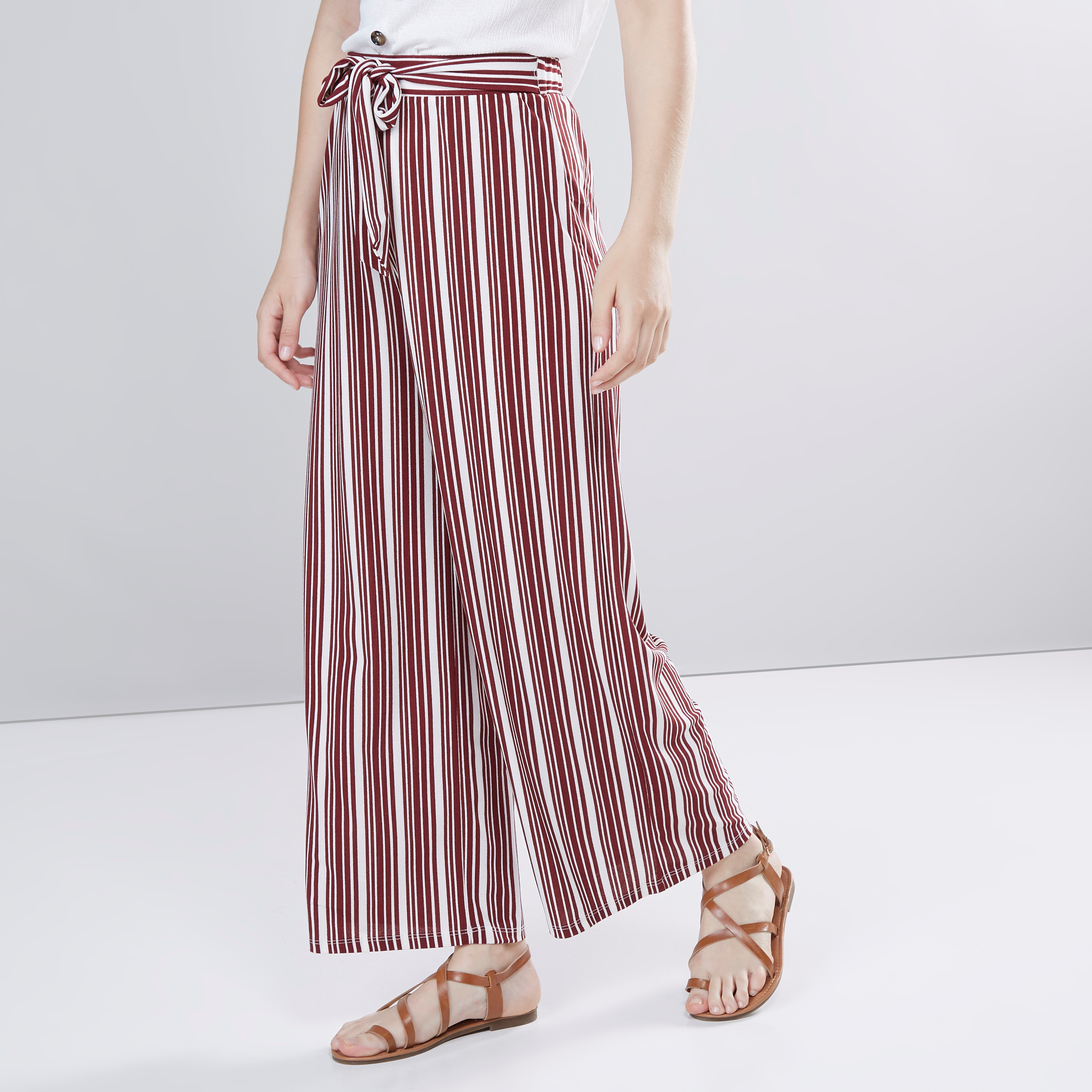 Red striped palazzo on sale pants