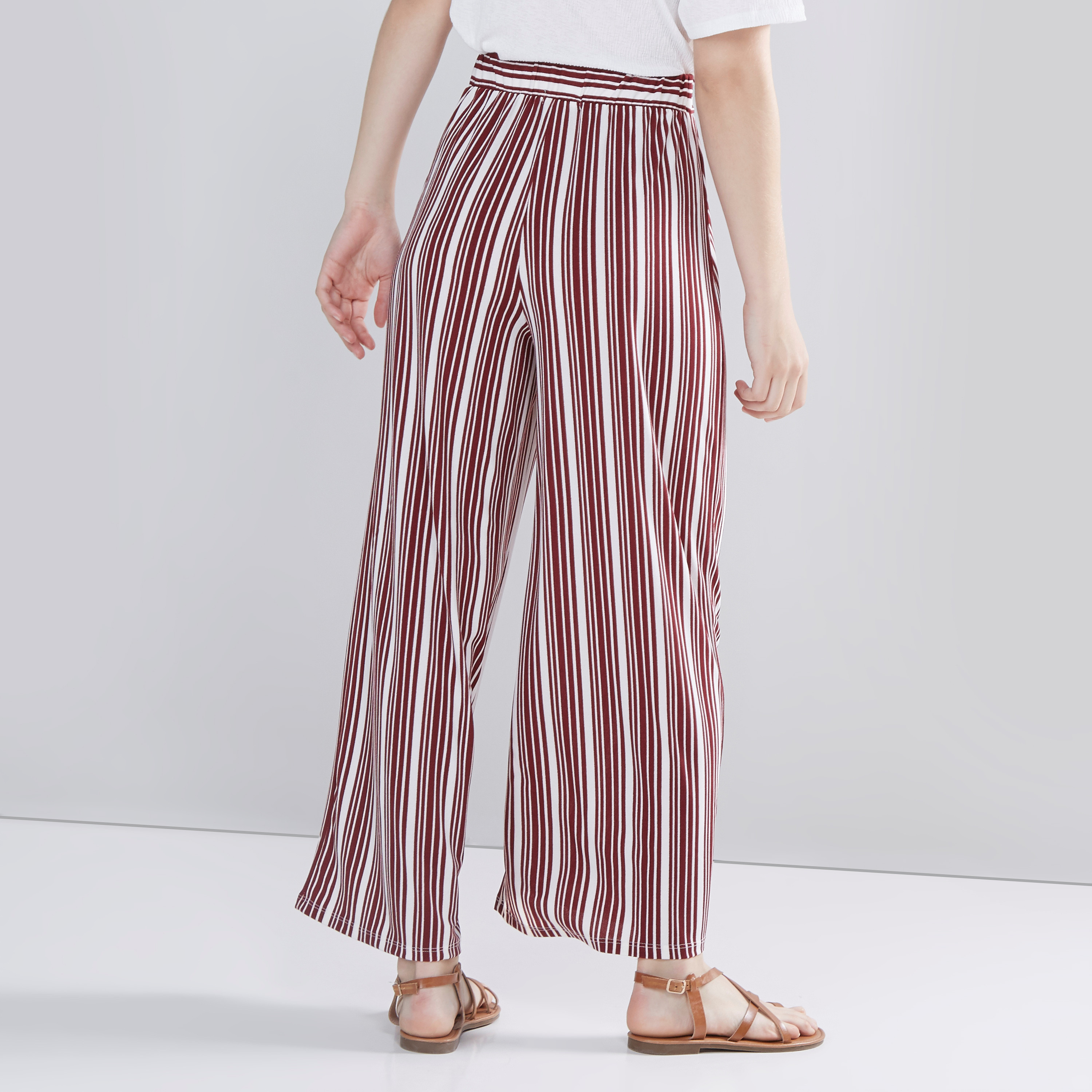 Julia Tassel Detail Stripe Pants - Rust | DeVanitè Boutique