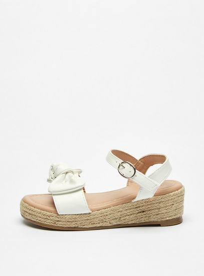 Bow Accent Sandals with Buckle Closure-Sandals-image-0