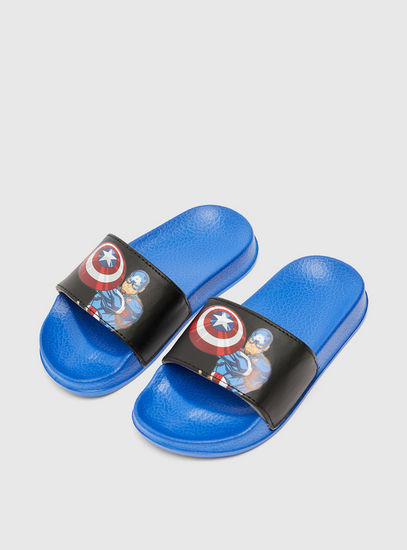 Captain America Print Open Toe Beach Slippers