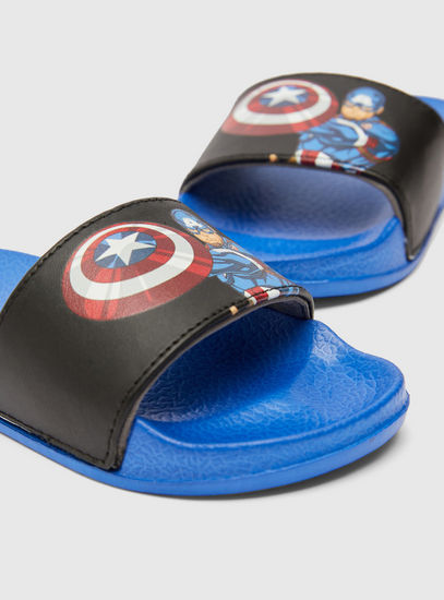Captain America Print Open Toe Beach Slippers