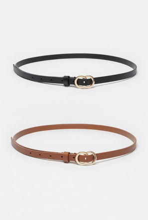 Pack of 2 - Plain Belt with Circular Buckle-mxwomen-accessories-belts-2
