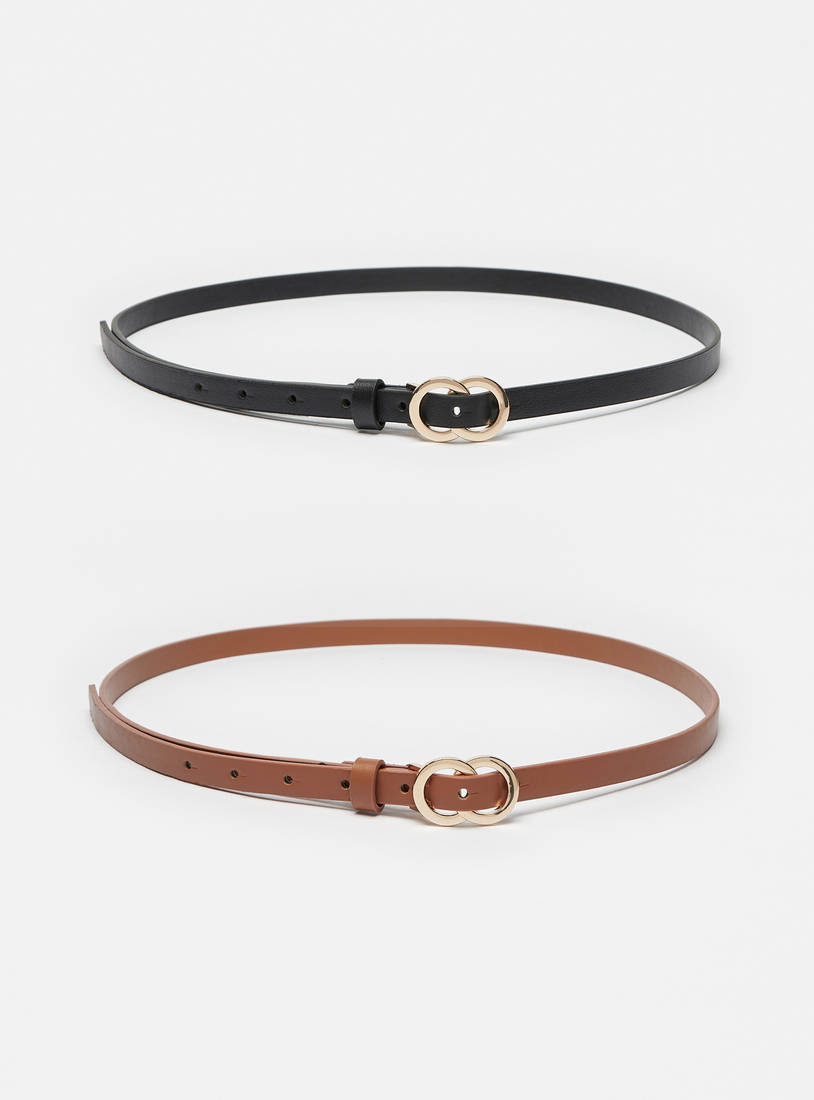 Pack of 2 - Plain Belt with Circular Buckle-Belts-image-0