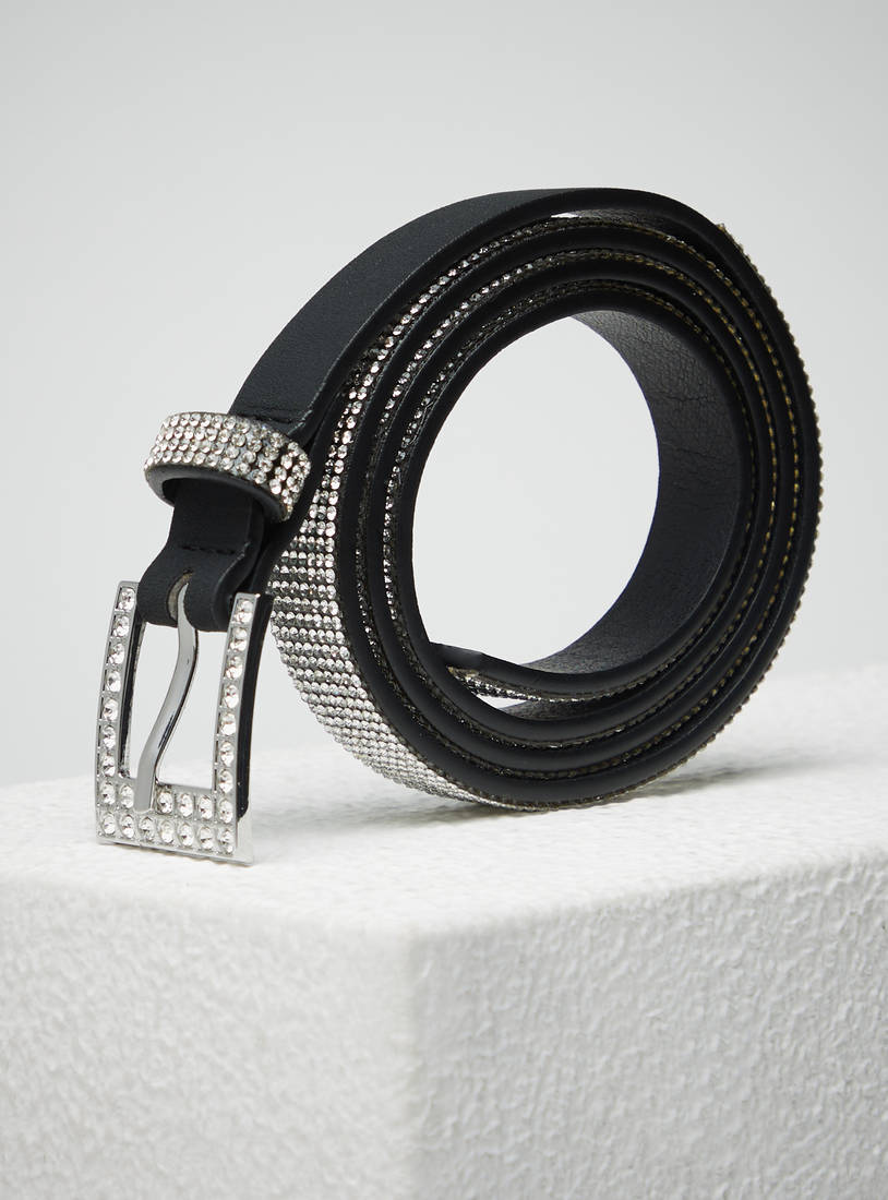 Embellished Belt with Pin Buckle Closure-Belts-image-0