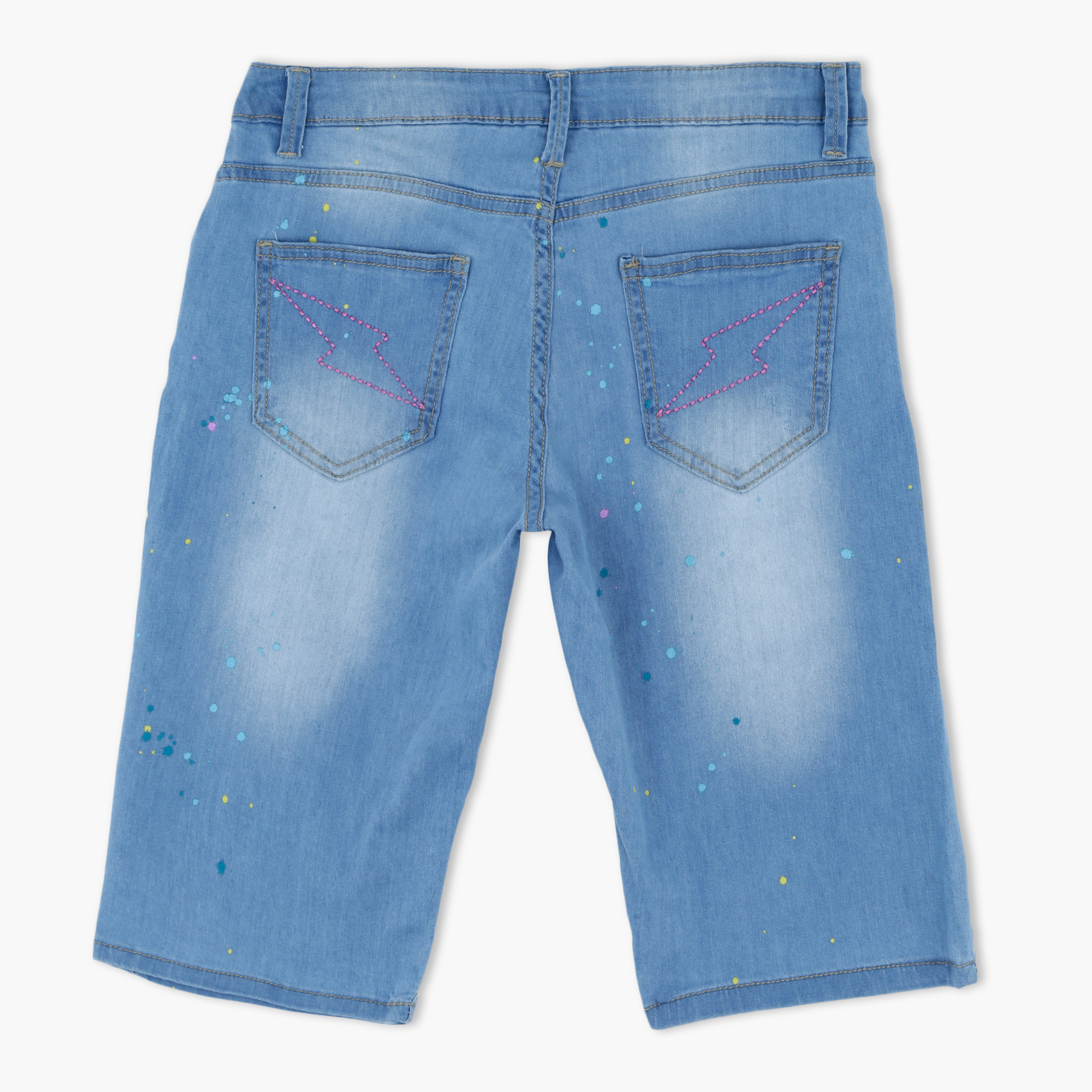 Denim pedal pusher shorts on sale