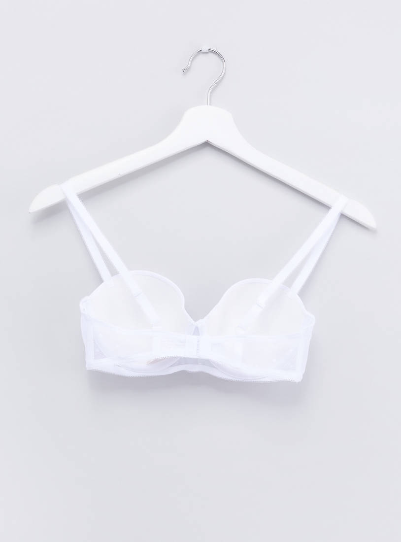 Shop Set of 2 - Mesh Detail Push Up Balconette Bra with Hook and Eye  Closure Online