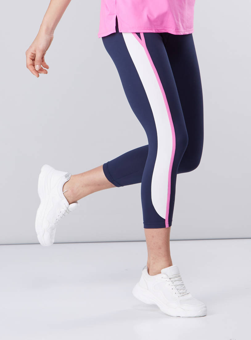 Shop Tape Detail 3/4 Length Leggings with Elasticised Waistband Online