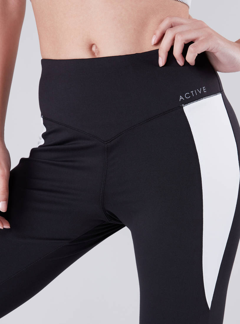 Shop Slim Fit Leggings with Contrast Panel Insert and V-shape