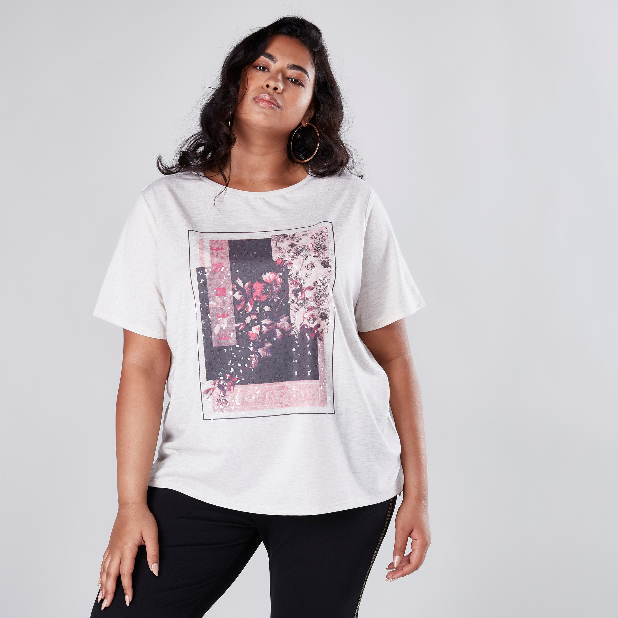 Shop Printed T-shirt with Round Neck 