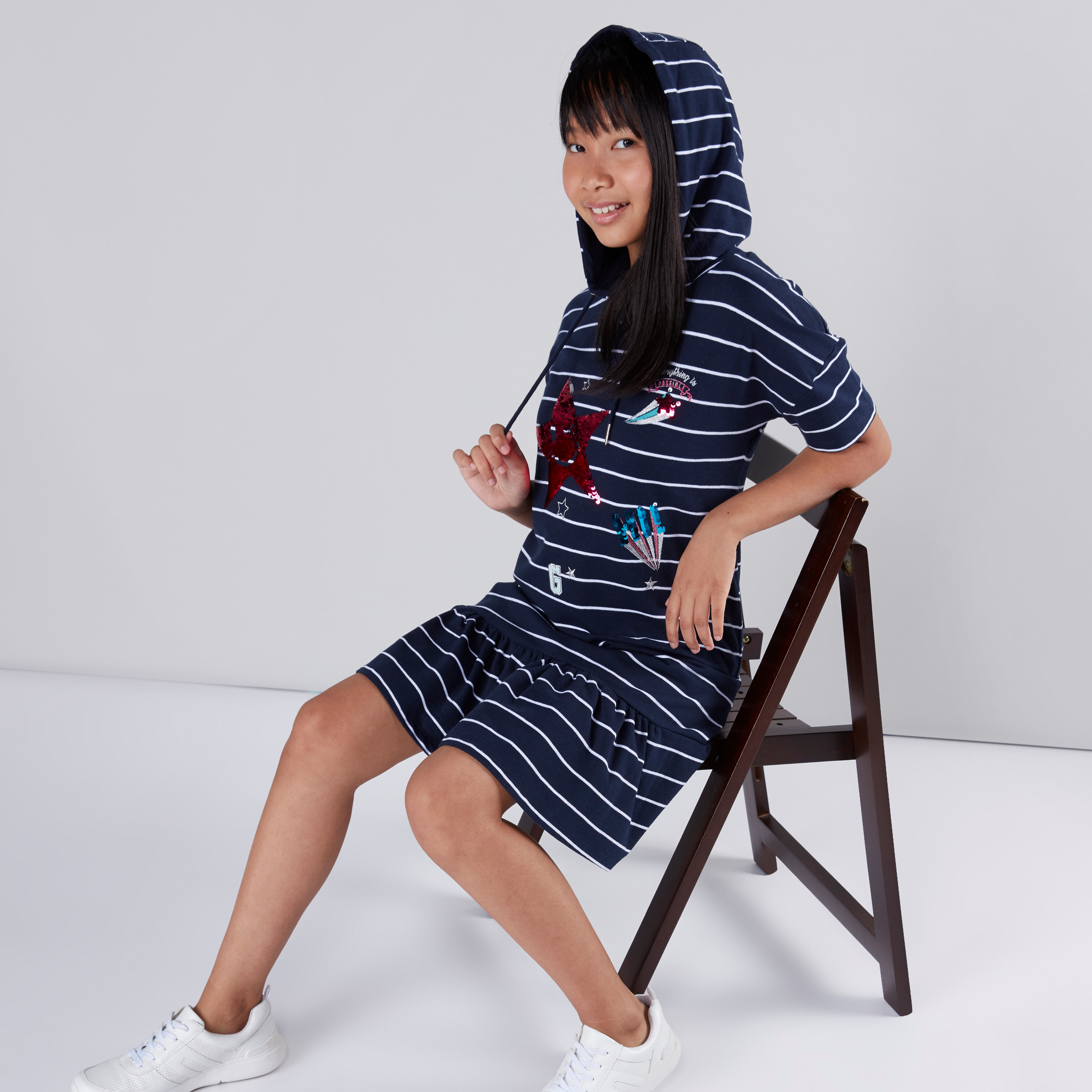 Striped best sale hoodie dress