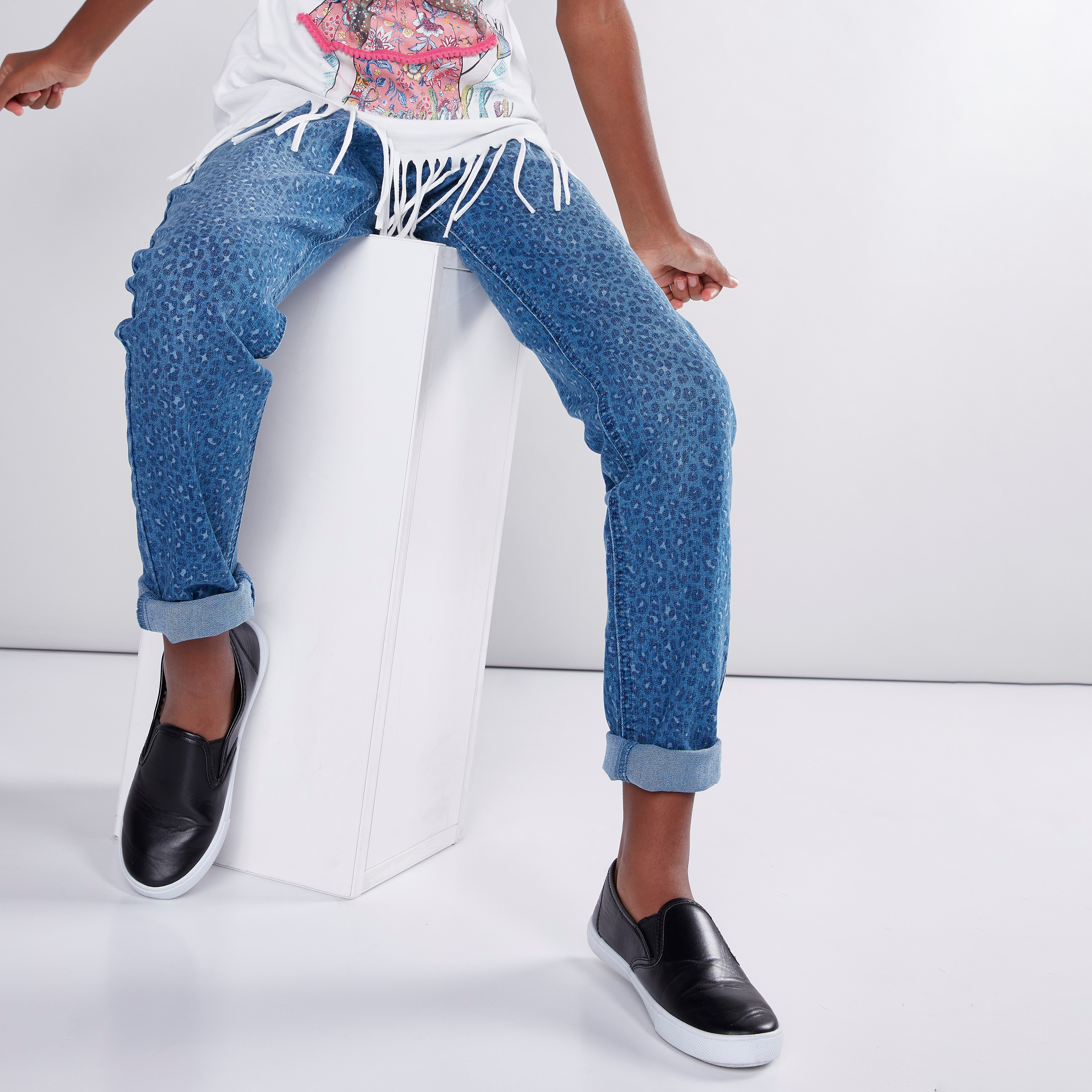 Shop Printed High Waist Jeans with 