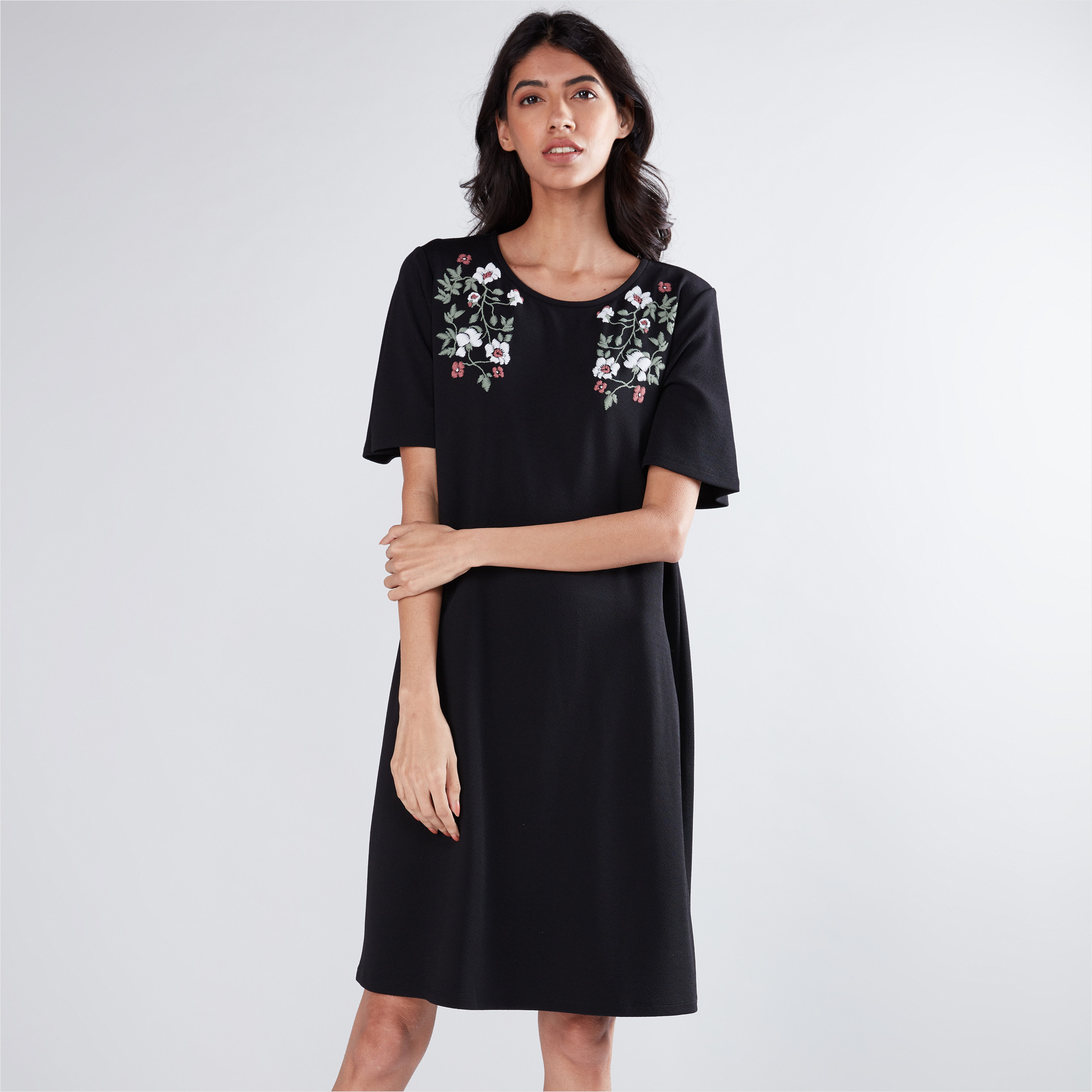 Embroidered shift dress hotsell