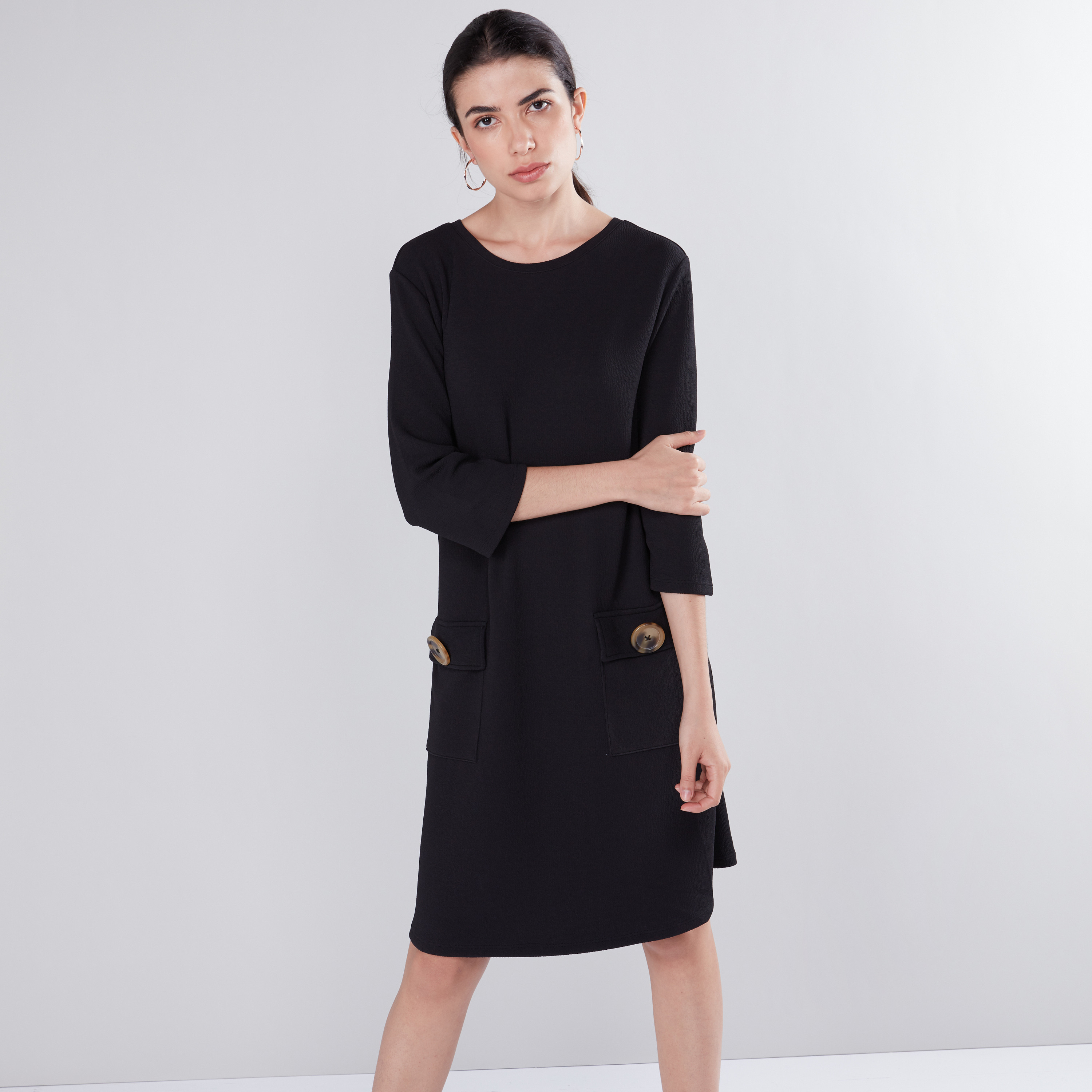 Black shift hot sale dress midi