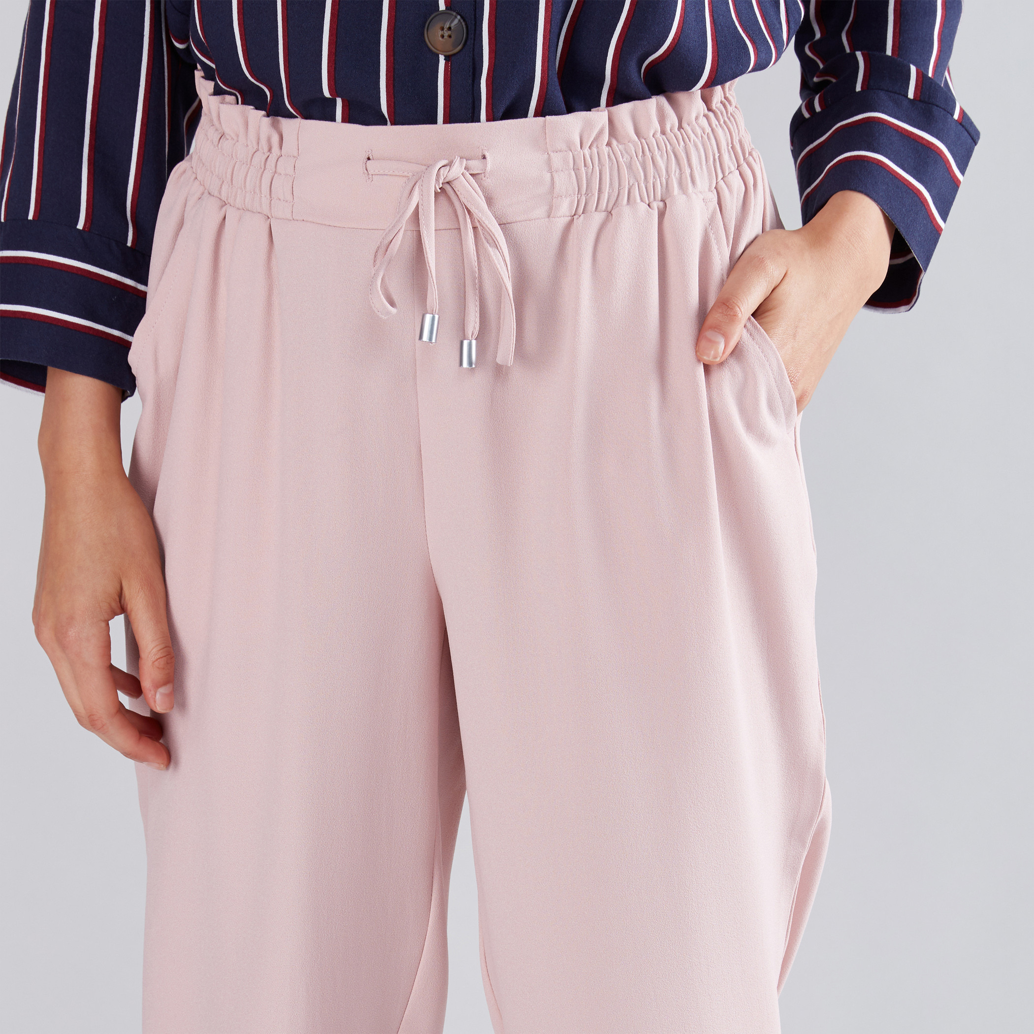 Paperbag waist wide shop leg crop pants